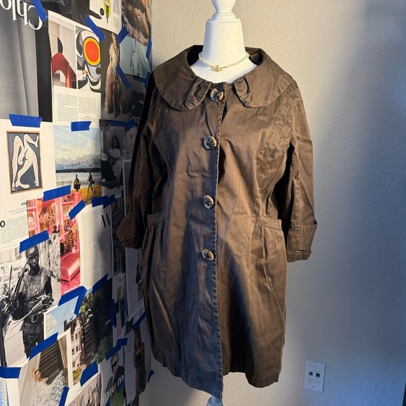 Live a Little Chocolate Brown Pea Coat - Picture 3 of 6